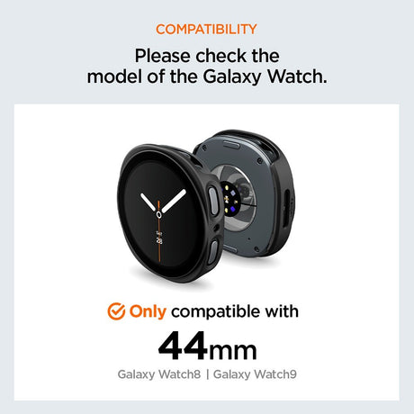 Spigen Samsung Galaxy Watch 8/9 44mm Cover med Skærmbeskytter Thin Fit 360 Sort