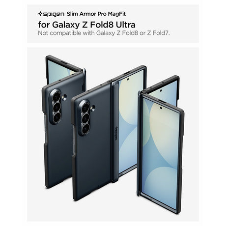 Spigen Samsung Galaxy Z Fold 8 Ultra Skal Slim Armor Pro MagFit Metal Slate