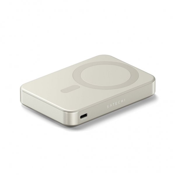 Satechi OntheGo Qi2 10K MagSafe-powerbank med Stander Sand