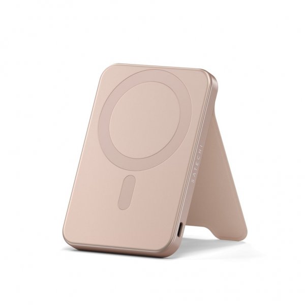 Satechi OntheGo Qi2 5K MagSafe-powerbank med stativ Desert Rose