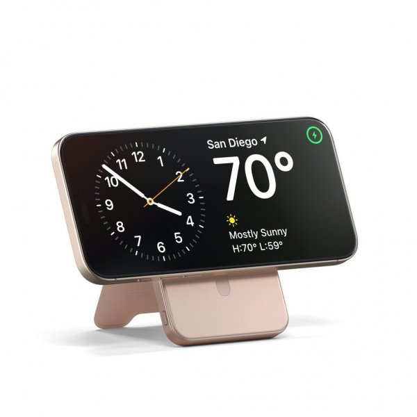 Satechi OntheGo Qi2 5K MagSafe-powerbank med stativ Desert Rose