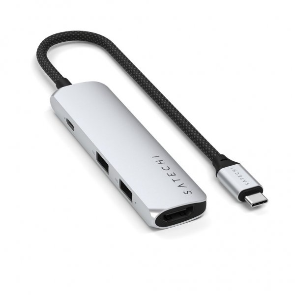 Satechi 4-i-1 USB-C Slim Multiport Adapter 4K Sølv