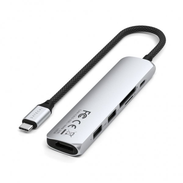 Satechi 6-i-1 USB-C Slim Multiport Adapter Sølv