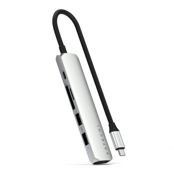Satechi 6-i-1 USB-C Slim Multiport Adapter Sølv