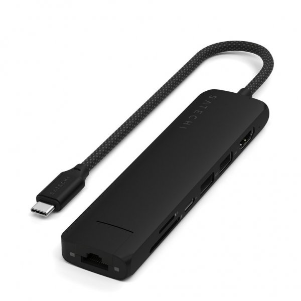 Satechi 7-i-1 USB-C Slim Multiport Adapter med Ethernet Sort