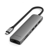 Satechi 7-i-1 USB-C Slim Multiport Adapter med Ethernet Space Gray