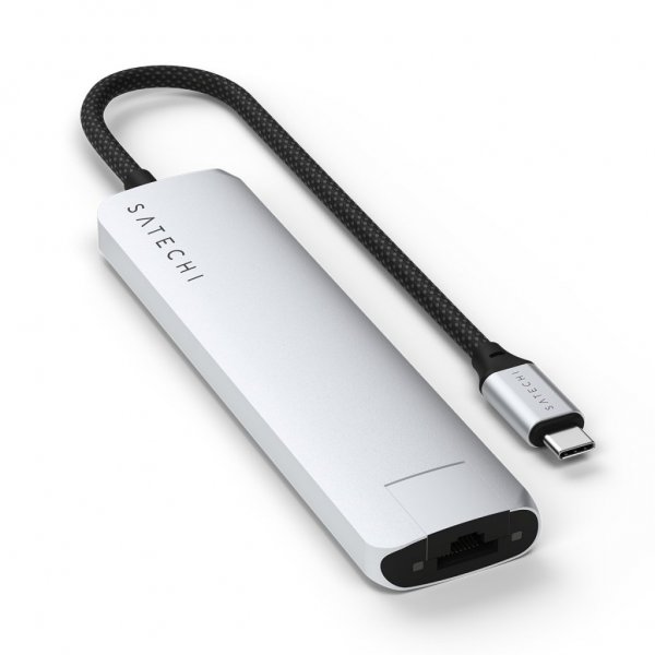 Satechi 7-i-1 USB-C Slim Multiport-adapter med Ethernet Sølv