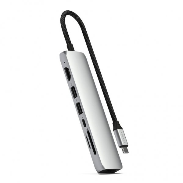 Satechi 7-i-1 USB-C Slim Multiport-adapter med Ethernet Sølv