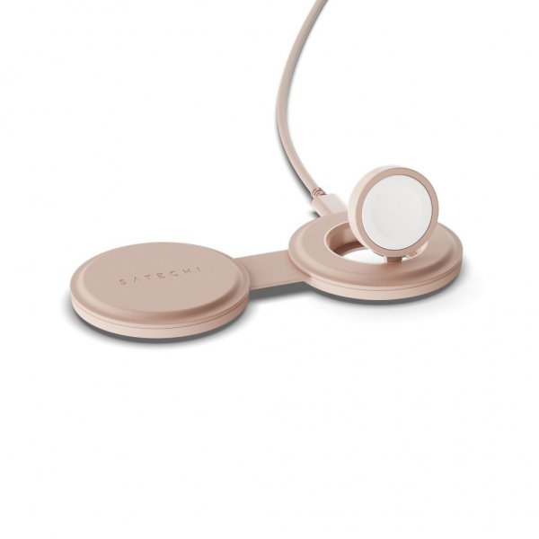 Satechi On-the-Go 2-i-1 trådløs oplader Desert Rose