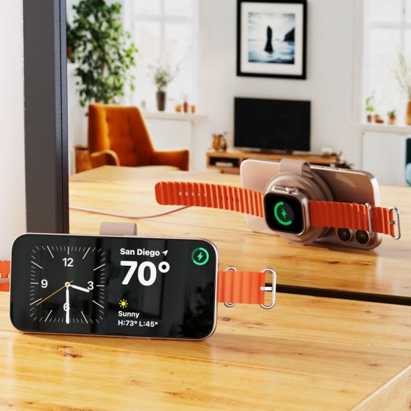 Satechi On-the-Go 2-i-1 trådløs oplader Desert Rose