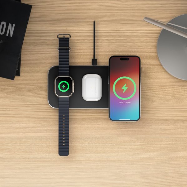 Satechi Trådløs Oplader Qi2 Trio Wireless Charging Pad MagSafe