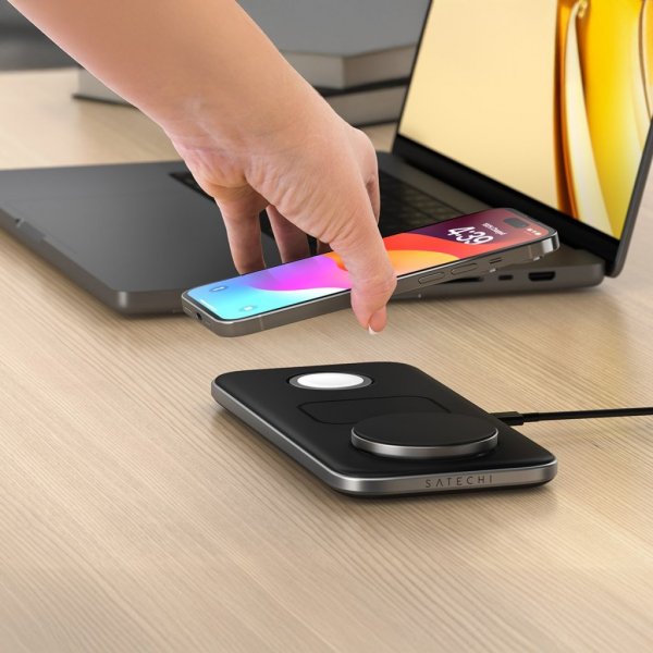 Satechi Trådløs Oplader Qi2 Trio Wireless Charging Pad MagSafe