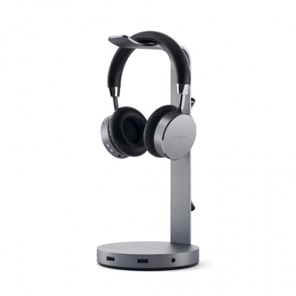 Satechi Aluminiumstativ til hovedtelefoner med indbygget USB-hub Space Grey