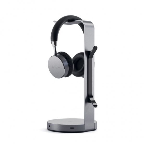Satechi Aluminiumstativ til hovedtelefoner med indbygget USB-hub Space Grey