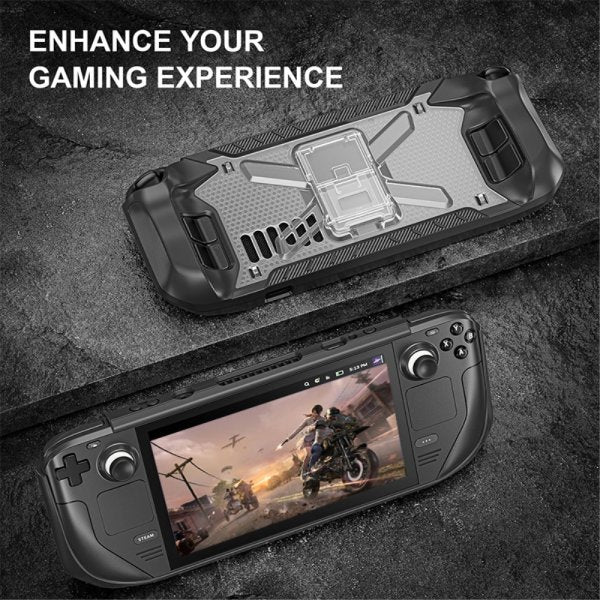 Steam Deck Etui med Stativ Sort Transparent