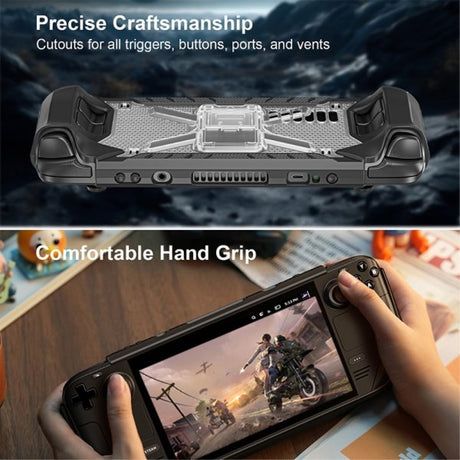 Steam Deck Etui med Stativ Sort Transparent