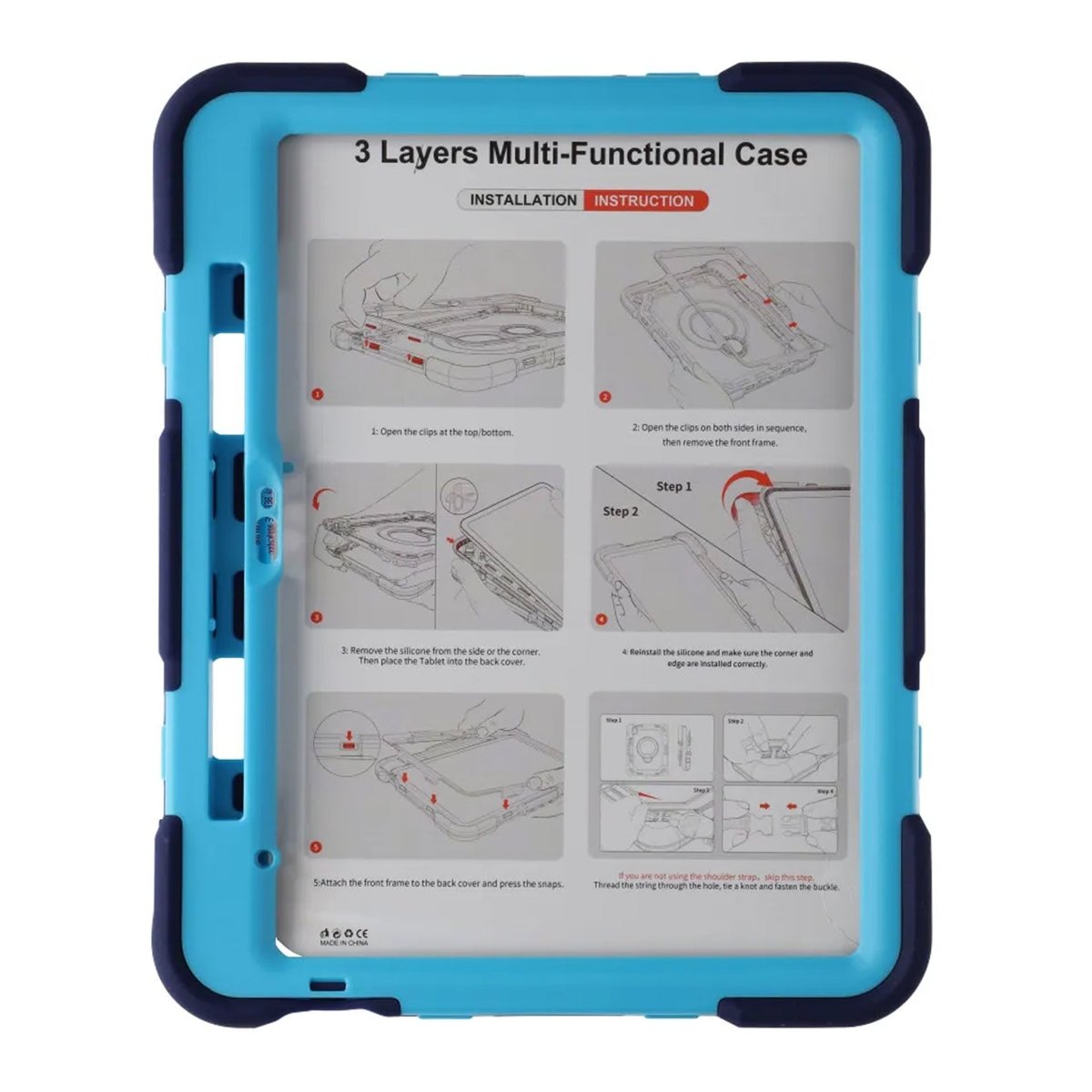 iPad 11 (A16)/iPad 10.9 (gen 10) Cover med stativ og Håndstrop Blå
