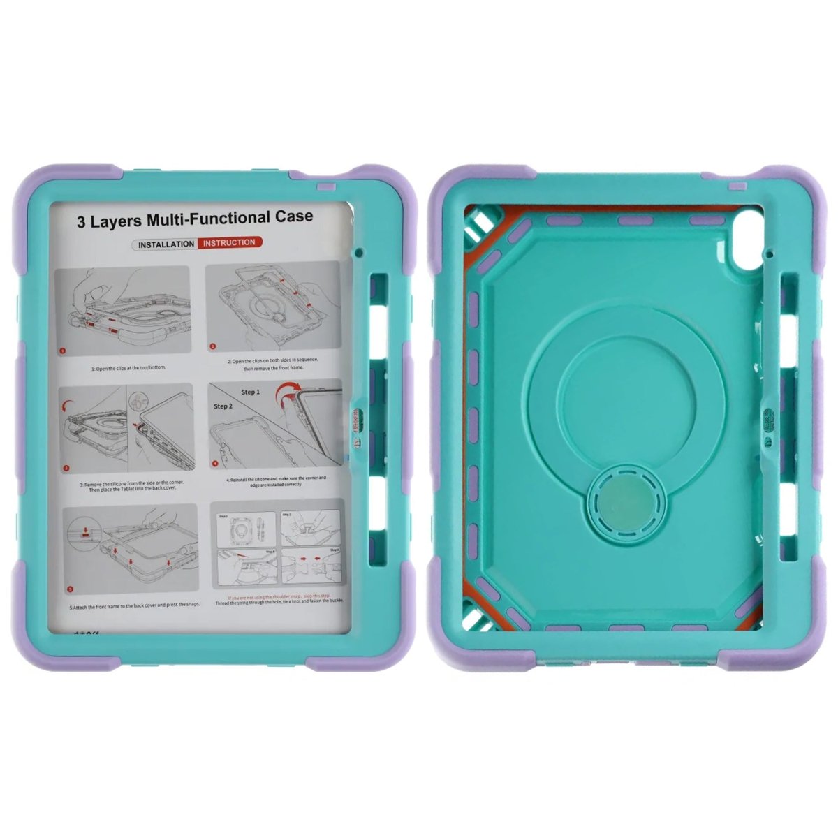 iPad 11 (A16)/iPad 10.9 (gen 10) Cover med stativ og Håndstrop Grøn Lilla