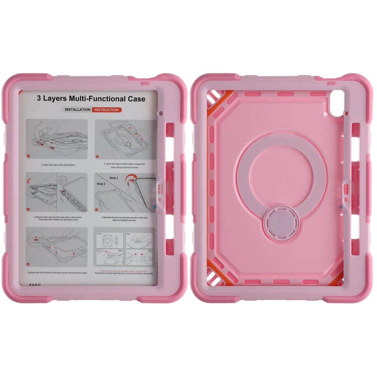 iPad 11 (A16)/iPad 10.9 (gen 10) Cover med stativ og Håndstrop Lyserød