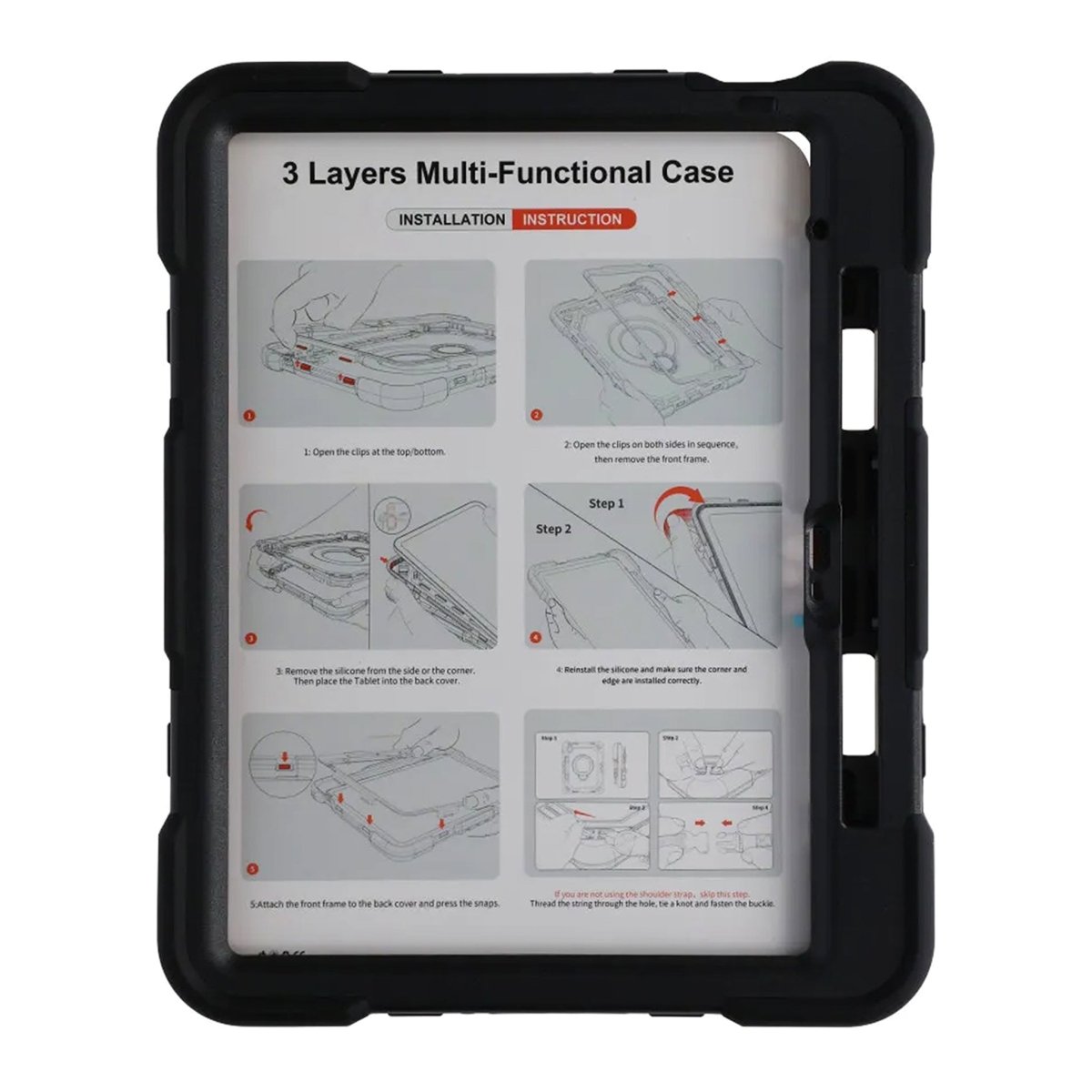 iPad 11 (A16)/iPad 10.9 (gen 10) Cover med stativ og Håndstrop Sort