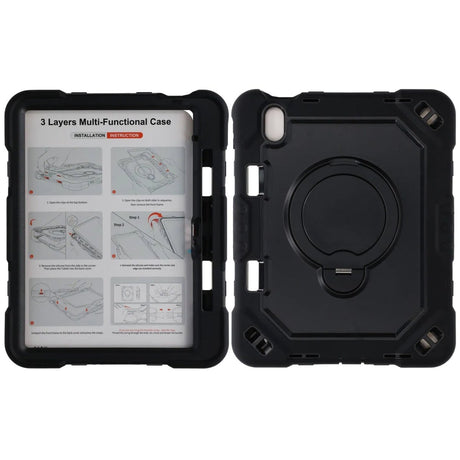 iPad 11 (A16)/iPad 10.9 (gen 10) Cover med stativ og Håndstrop Sort