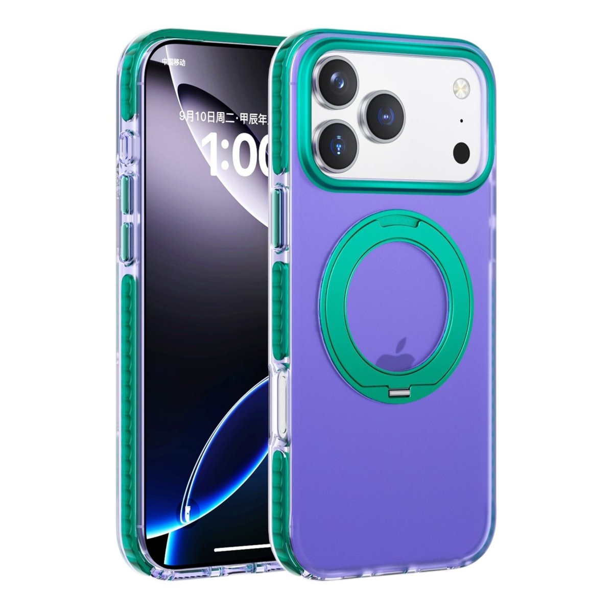 iPhone 17 Pro Max Cover med roterbart stativ Lilla