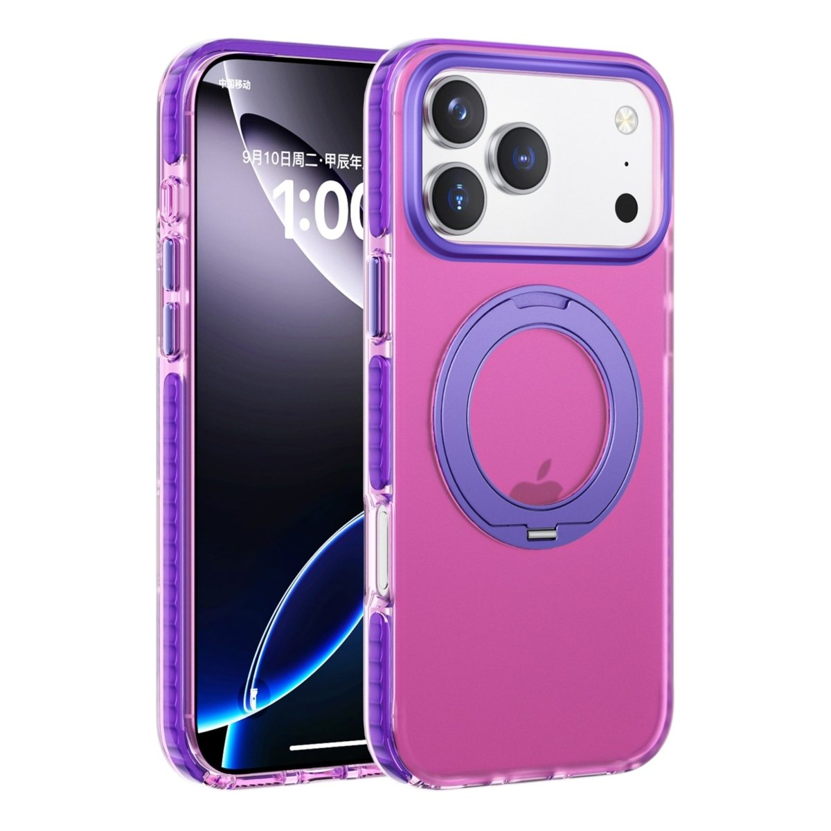 iPhone 17 Pro Cover med roterbart stativ Lyserød Lilla