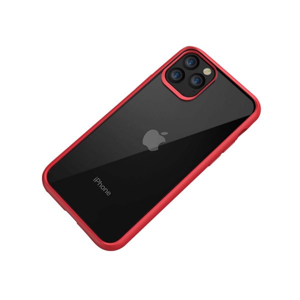 iPhone 11 Pro Max Cover Stødsikkert TPU Rød Transparent