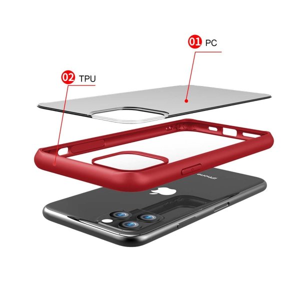 iPhone 11 Pro Max Cover Stødsikkert TPU Rød Transparent