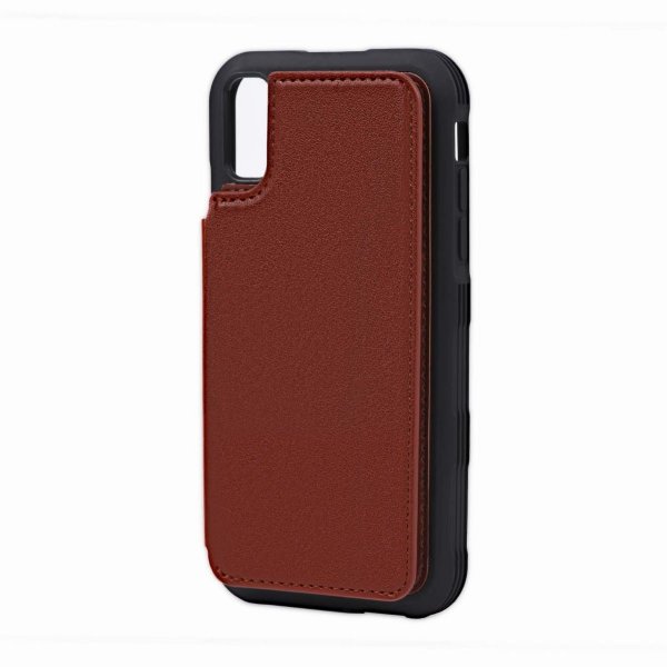 iPhone X/iPhone Xs Cover Udfoldelig Kortholder Brun