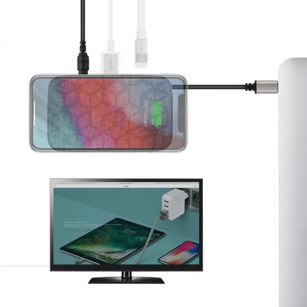 Moshi Symbus Q USB-C-hub med Qi-opladning