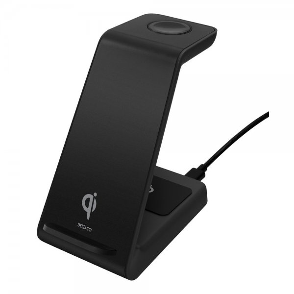 Deltaco Trådløs Oplader 3-i-1 Wireless Charger Sort