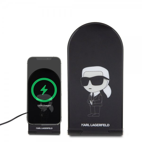 Karl Lagerfeld Trådløs Oplader Magnetic Desk Charger Ikonik MagSafe Sort