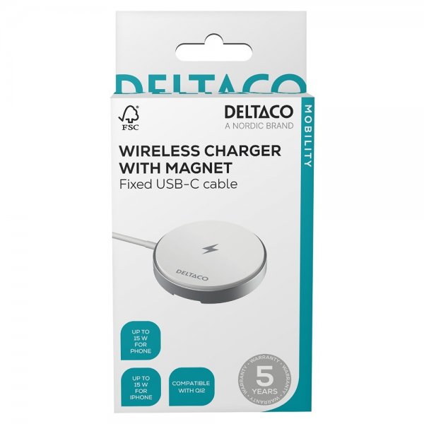 Deltaco Trådløs Oplader med Standerfunktion 15W MagSafe