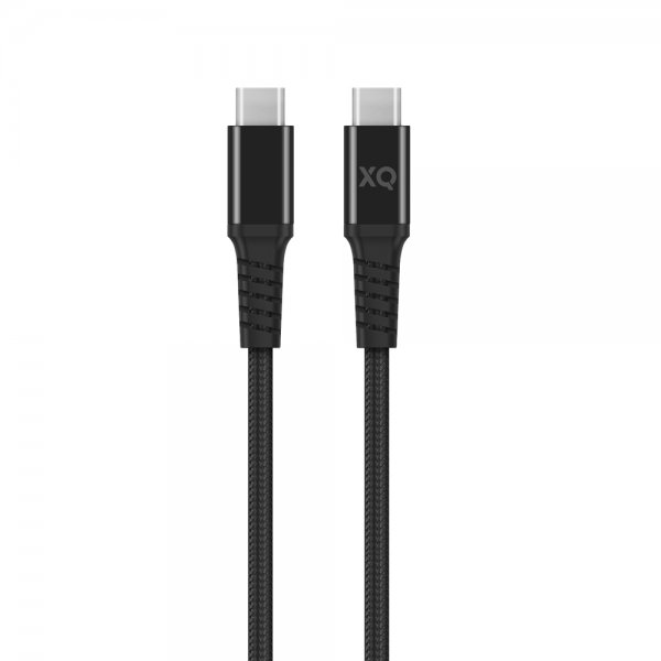 Xqisit Type C til Type C Kabel Flettet Ekstra Stærk 2 m Sort