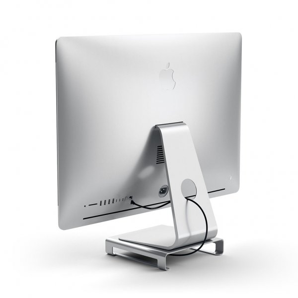 Satechi USB-C aluminiumskærmstativhub til iMac. USB 3.0-porte. kortlæser og 3,5 mm-stik Sølv