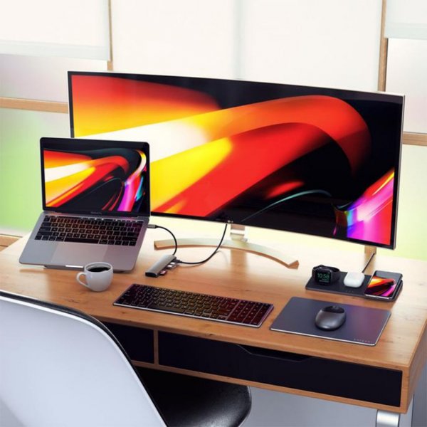 Satechi Slim USB-C MultiPort med Ethernet Sølv