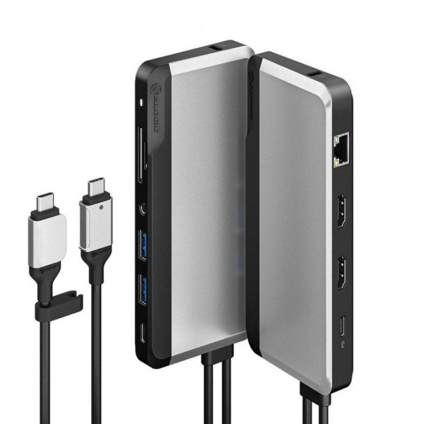 ALOGIC Dual USB-C Super Hub 10-i-1-hub Dual HDMI 4K@60Hz Rumgrå