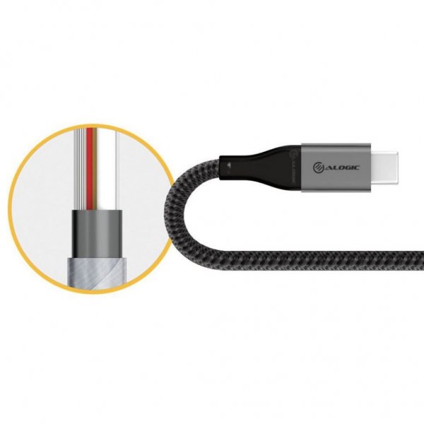 ALOGIC Ultra USB-A til USB-C kabel 3A/480Mbps 3 meter Space Grey