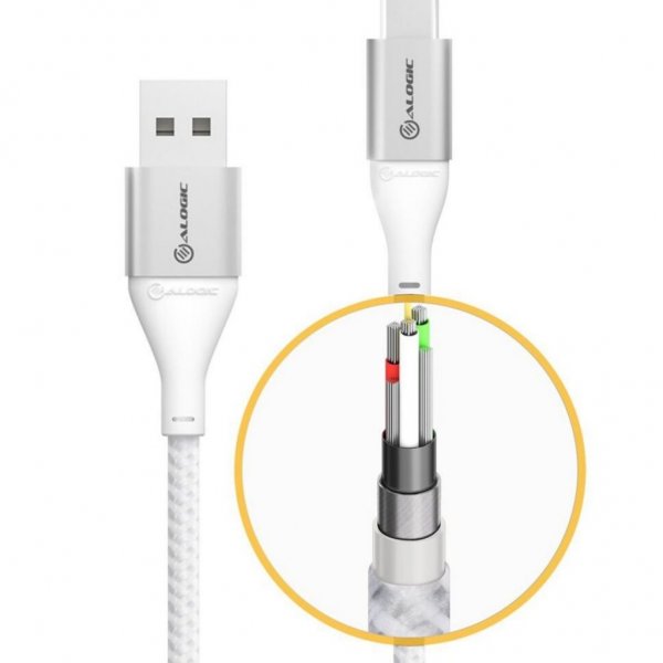 ALOGIC USB-C til USB-A kabel 3A/480Mbps 30cm Sølv