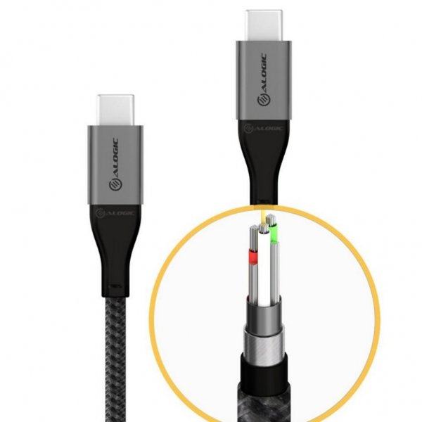 ALOGIC Ultra USB-C til USB-C kabel 5A/480Mbps 1,5 meter Rymdgrå