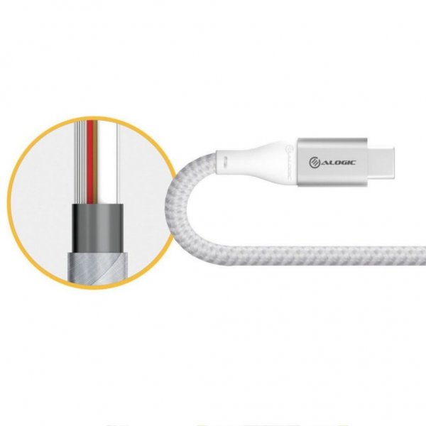 ALOGIC Ultra USB-C til USB-C kabel 5A/480Mbps 3 meter Sølv