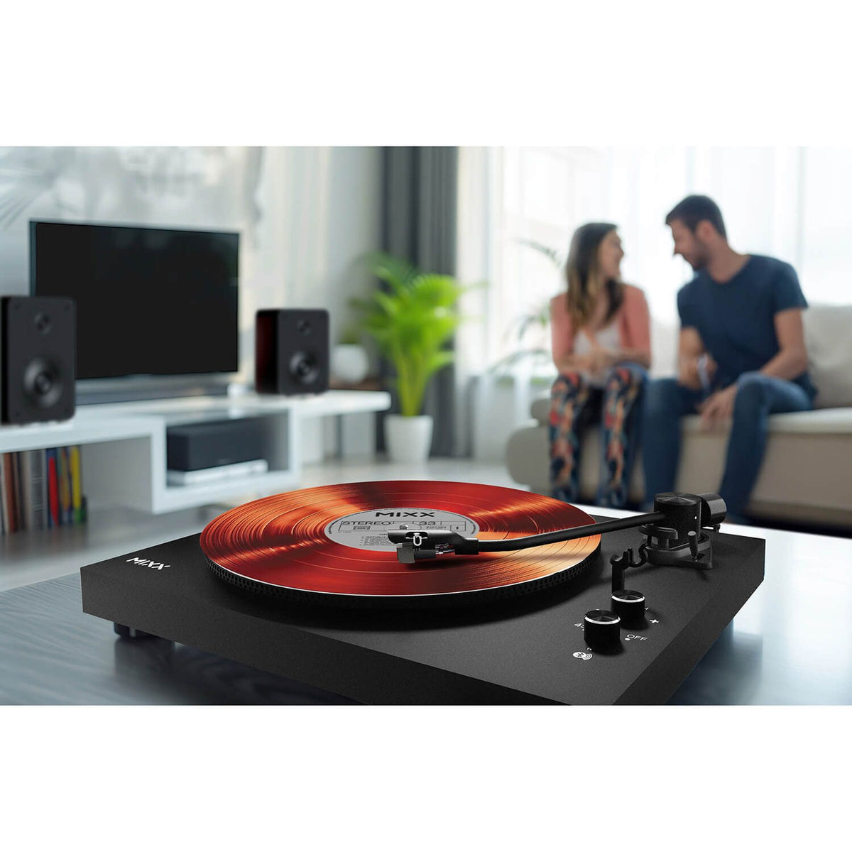 Mixx System 5 Vinyl-Afspiller Stereo med Højtalere Sort
