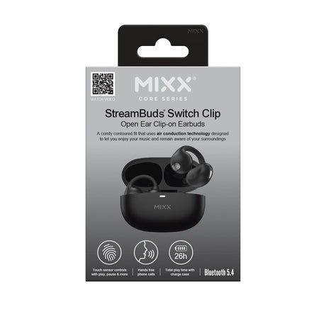 Mixx Trådløse Open-Ear Høretelefoner StreamBuds Switch Clips Sort