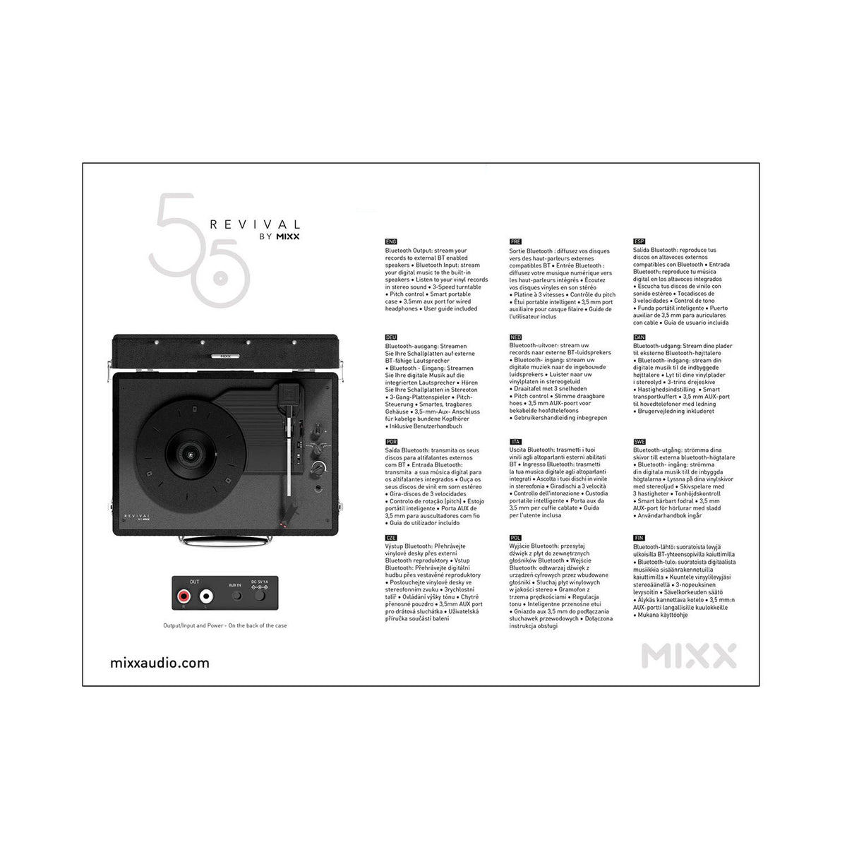Mixx Revival 55 Vinyl-Afspiller Stereo Sort