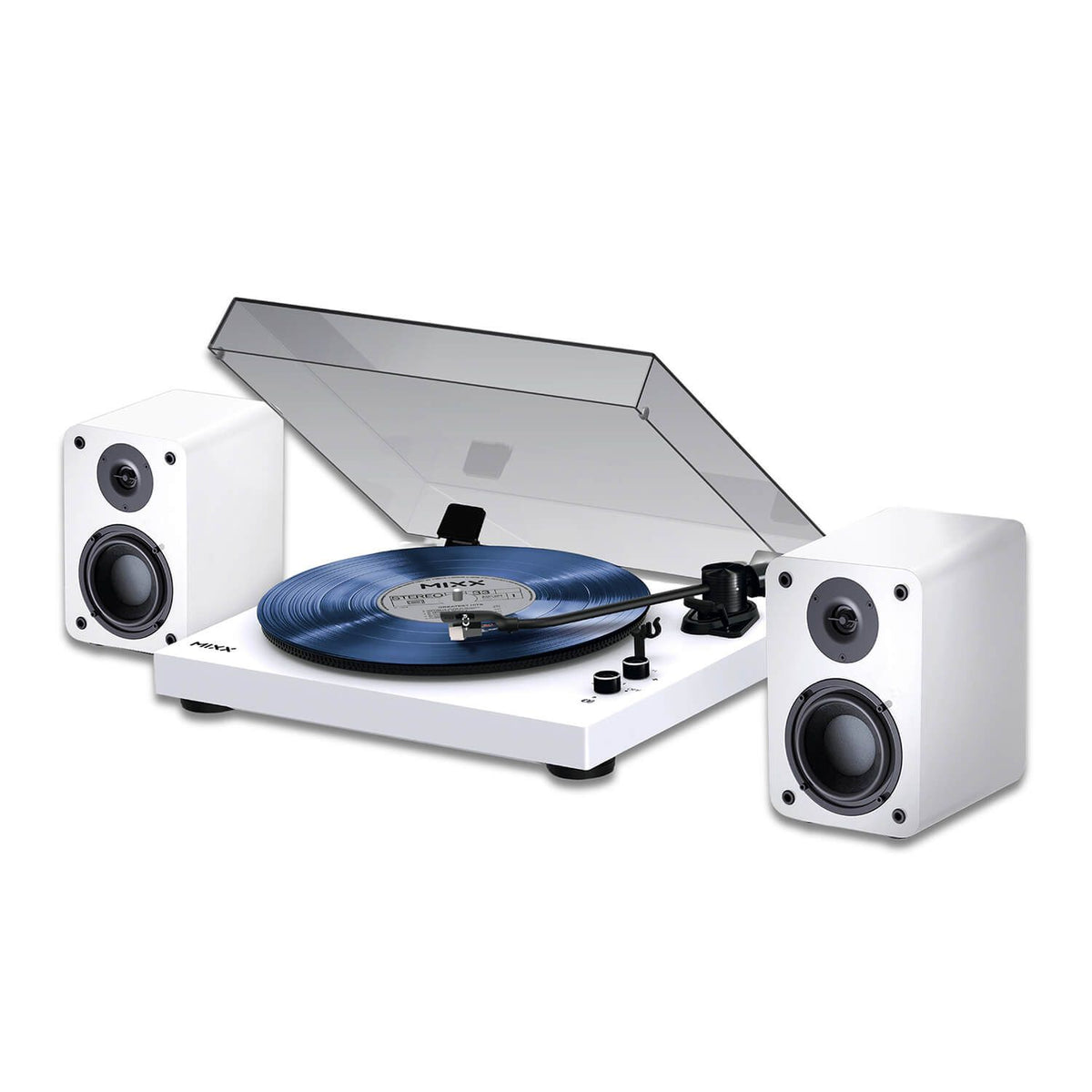 Mixx System 5 Vinyl-Afspiller Stereo med Højtalere Hvid