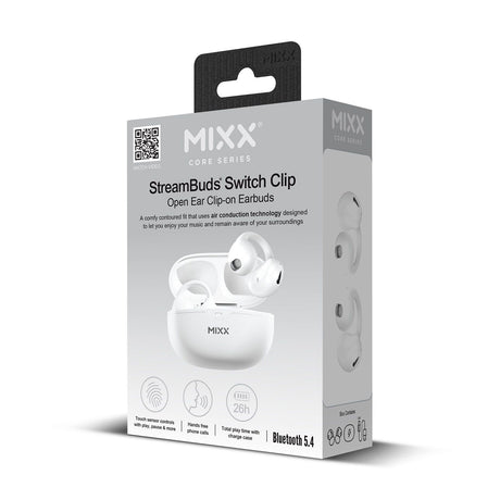 Mixx Trådløse Open-Ear Høretelefoner StreamBuds Switch Clips Hvid