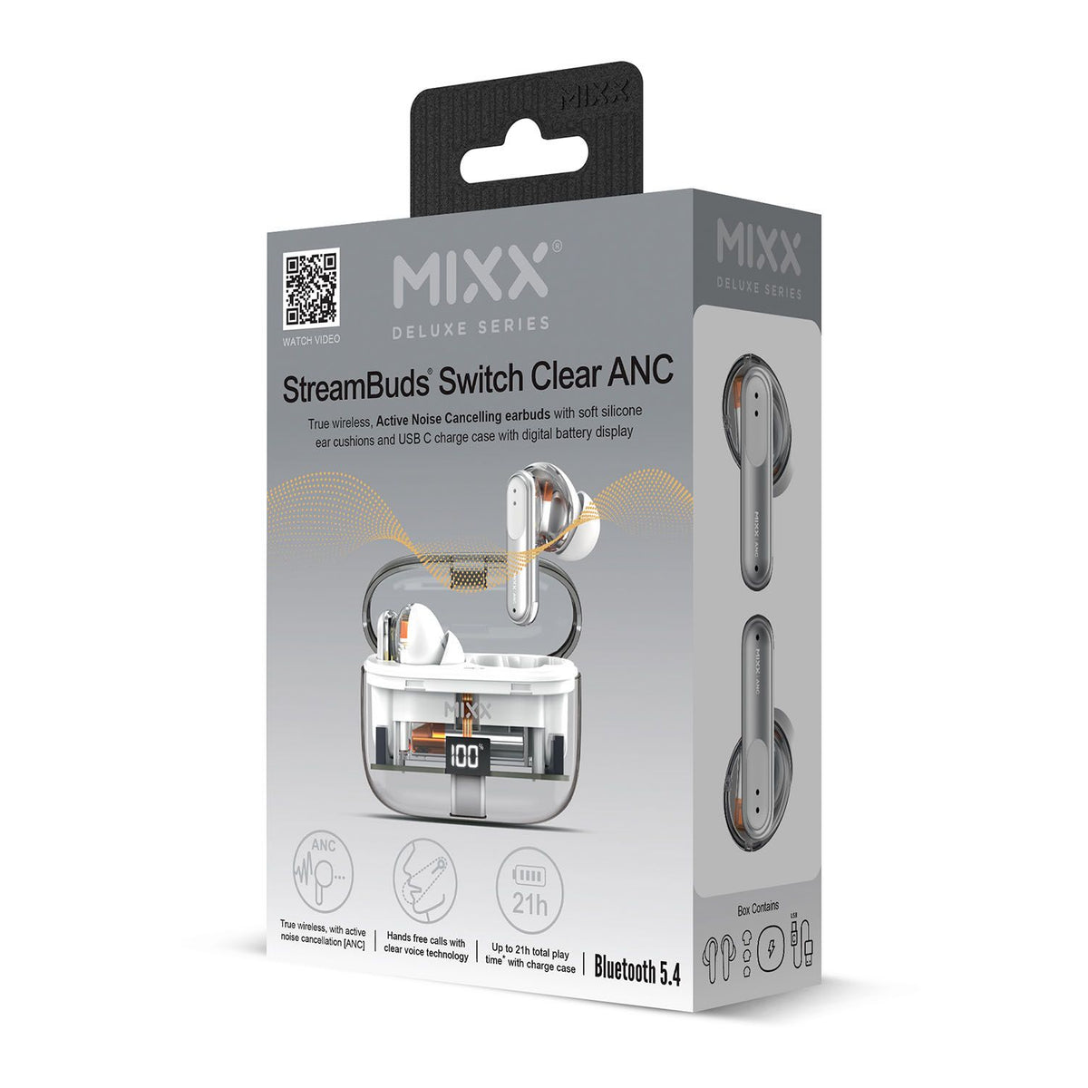 Mixx Trådløse Høretelefoner StreamBuds Switch Clear ANC Hvid