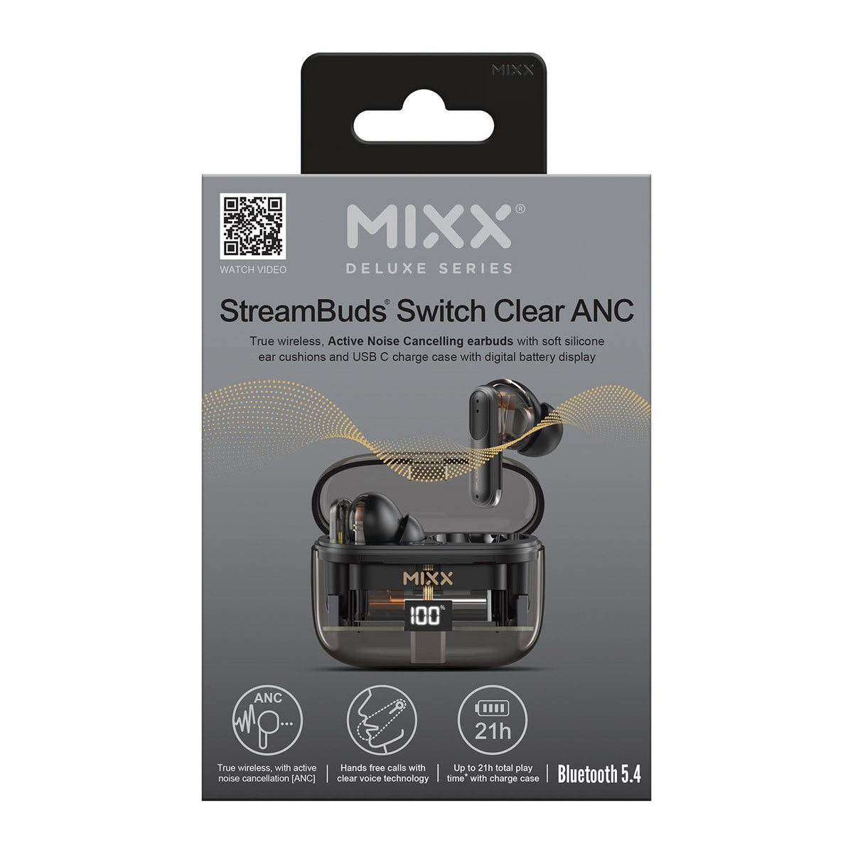 Mixx Trådløse Høretelefoner StreamBuds Switch Clear ANC Sort