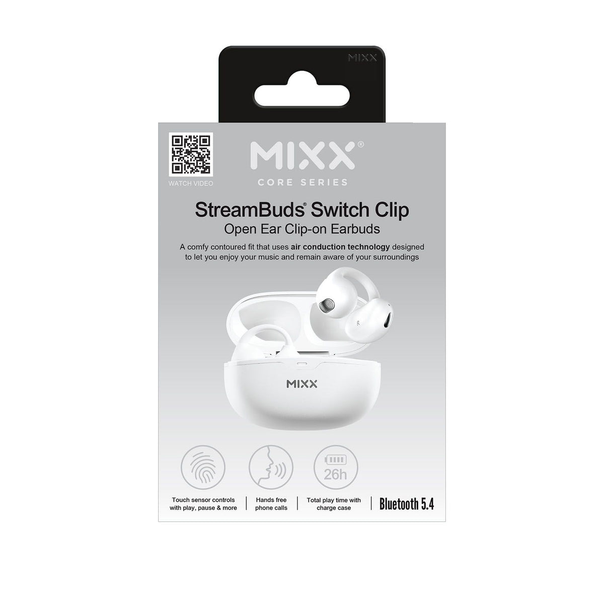 Mixx Trådløse Open-Ear Høretelefoner StreamBuds Switch Clips Hvid
